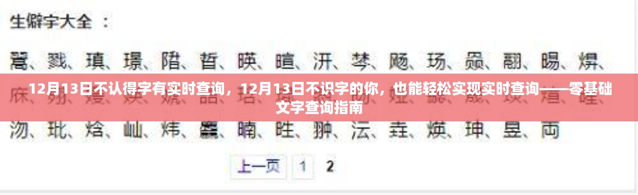 零基礎(chǔ)文字查詢指南，不識(shí)字也能輕松實(shí)現(xiàn)實(shí)時(shí)查詢（針對(duì)12月13日）