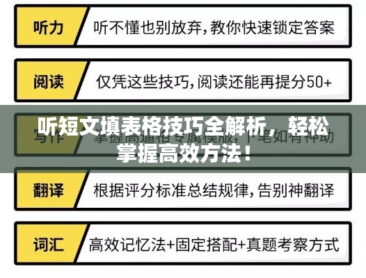 聽短文填表格技巧全解析，輕松掌握高效方法！