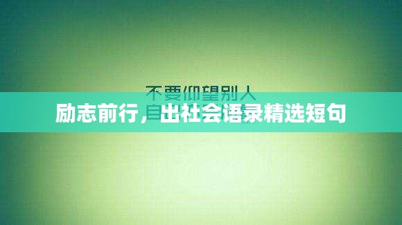 勵(lì)志前行，出社會(huì)語錄精選短句